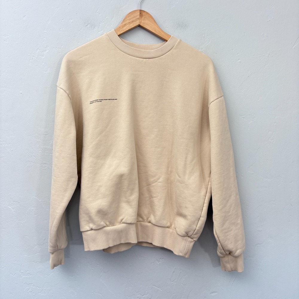 Pangaia Sweatshirt Women Size Medium Beige Pullover Organic Cotton Mix